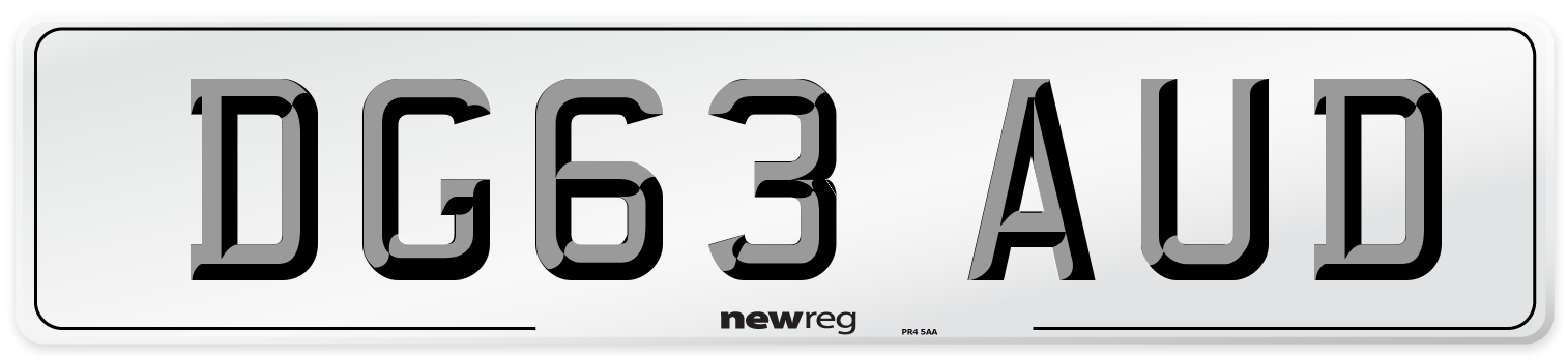 DG63 AUD Number Plate from New Reg